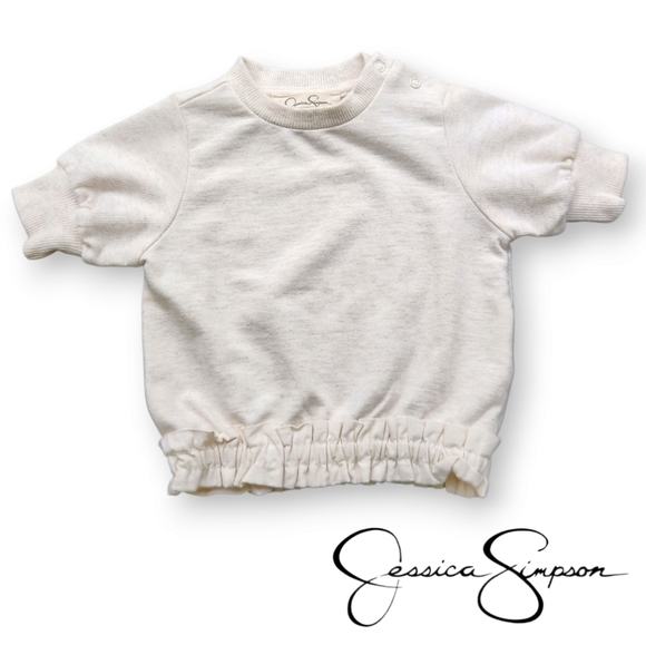 Jessica Simpson Other - Jessica Simpson Baby Girls Cream Short-Sleeve Sweater Top Size 0-3 Months